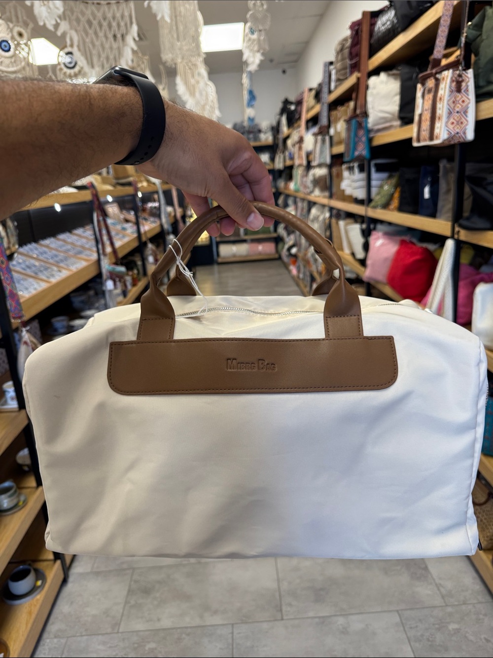White & Brown Weekend Duffel Bag